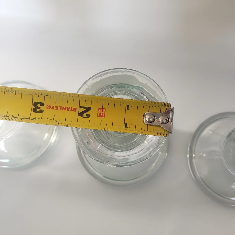 Vintage Leaded Clear Glass Taper Candle Holder Set Of 3